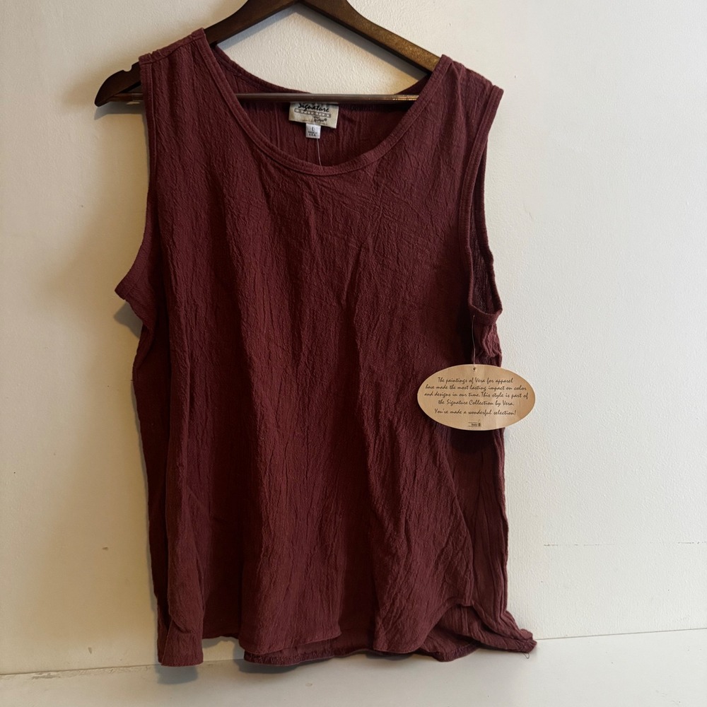 VTG Vera Neumann Signature Collection 100% Cotton Burgundy Tank Top‎ Large USA